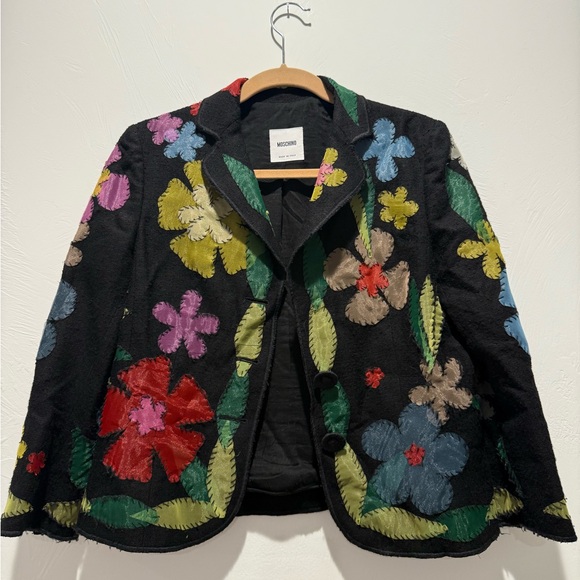 Moschino Women's Black Floral Embroidered Jacket - Picture 1 of 11